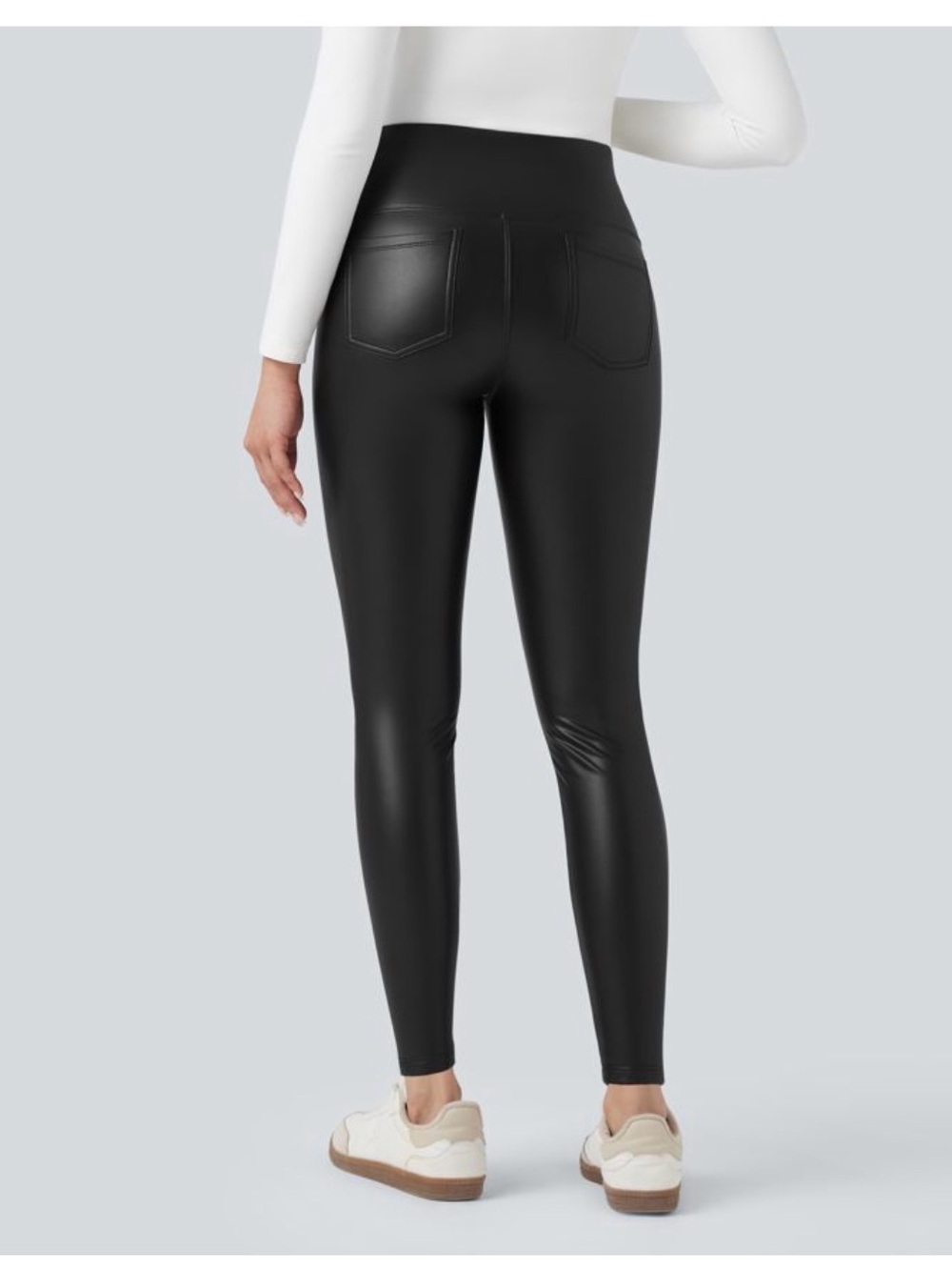 NWT Halara High-Waist Tummy Control Faux Leather Leggings 7/8 25” L